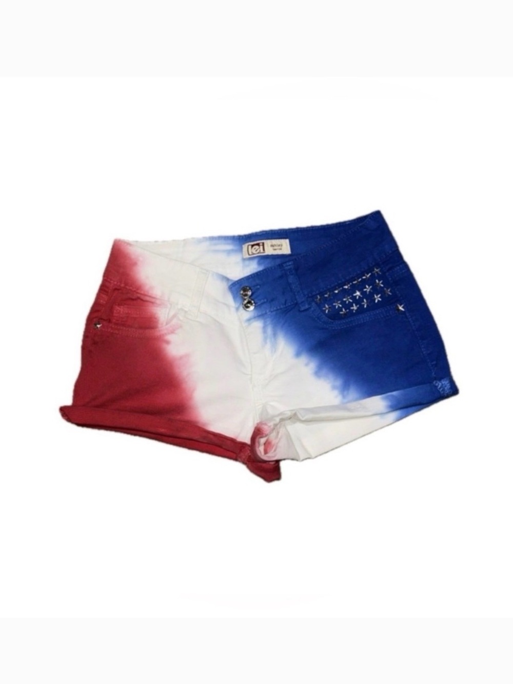LeI Red White Blue Tie-Dye Women's Denim Shorts “Ashley” Size 3 (Juniors)